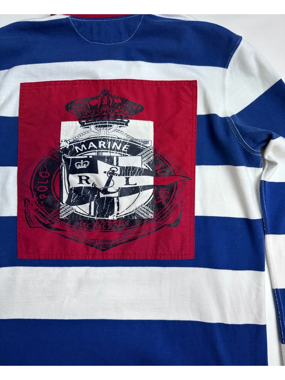 Vintage Women’s Polo Ralph Lauren Nautical Rugby Shirt Size Large Slim Fit - Picture 15 of 16